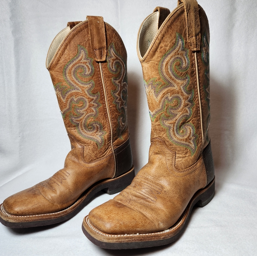 Old West Brown and Tan Kids Boots